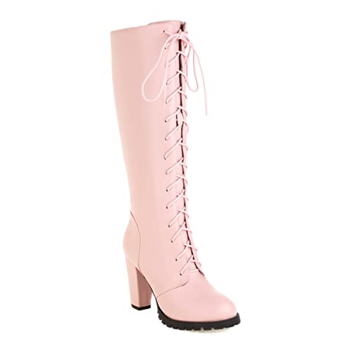 Synthetic elegant Round Toe Block Heel Zipper lace-up high Heel with 9.5 cm Easy walikng Knee-high Boots for Women Big Size 35-46 t76-52 Synthetic elegant Round Toe Block Heel Zipper lace-up high Heel with 9.5 cm Easy walikng Knee-high Boots for Women Big Size 35-46 t76-52 von JIEEME