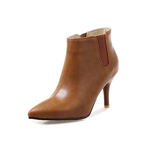 Synthetik Fashion Pointed Toe Stiletto Slip-on high Heel with 7 cm Ankle Boots for Women Big Size 35-46 t08-142 von JIEEME