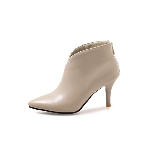 Synthetik Fashion Pointed Toe Stiletto Zipper high Heel with 7 cm Ankle Casual Boots for Women Big Size t08-92 von JIEEME