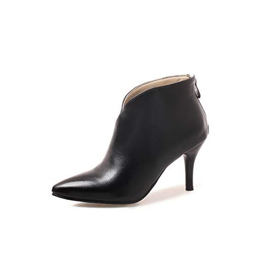 Synthetik Fashion Pointed Toe Stiletto Zipper high Heel with 7 cm Ankle Casual Boots for Women Big Size t08-92 von JIEEME