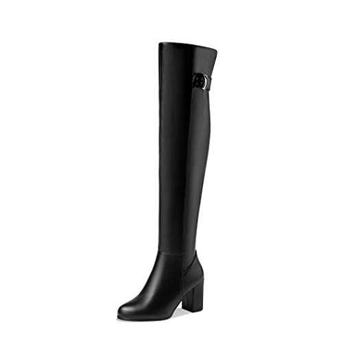 Synthetik Fashion Round Toe Block Heel Zipper high Heel with 7.5 cm Easy Walking Over-Knee Winter Boots for Women th6412 Synthetik Fashion Round Toe Block Heel Zipper high Heel with 7.5 cm Easy Walking Over-Knee Winter Boots for Women th6412 von JIEEME
