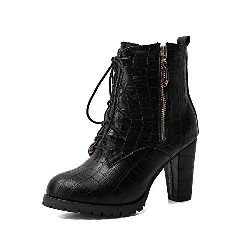 Synthetik Fashion Round Toe Block Heel Zipper lace-up high Heel with 9 cm Ankle Casual Boots for Women Big Size t76-22 Synthetik Fashion Round Toe Block Heel Zipper lace-up high Heel with 9 cm Ankle Casual Boots for Women Big Size t76-22 von JIEEME
