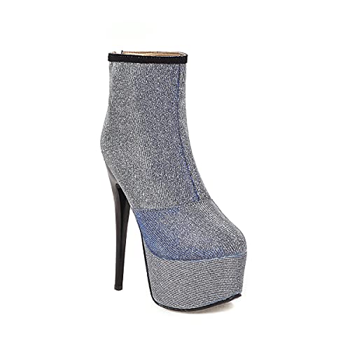 Synthetik Fashion Round Toe Stiletto Zipper high Heel with 16 cm Platform with 5.5 cm Ankle Evening Party Boots for Women Big Size t66-12 Synthetik Fashion Round Toe Stiletto Zipper high Heel with 16 cm Platform with 5.5 cm Ankle Evening Party Boots for Women Big Size t66-12 von JIEEME