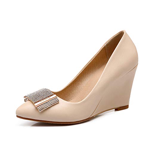 Women's Fashion Pointed Toe Wedges Heel Slip-on high Heel with 8 cm Comfortable Easy Walking Casual Pumps for Women Big Size z22-51s von JIEEME