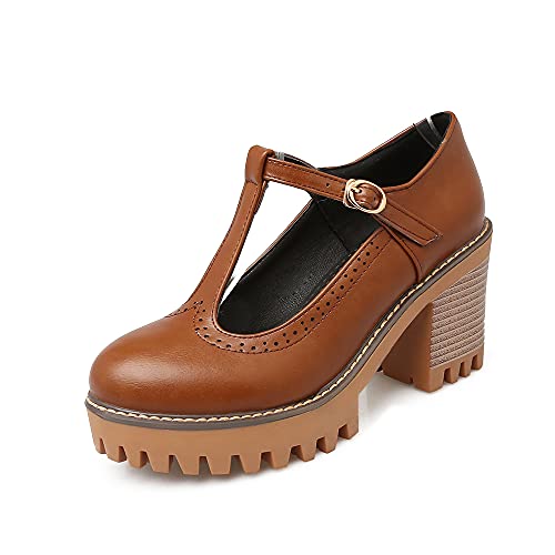 Women's Fashion Round Toe Block Heel Buckle Strap high Heel with 7.5 cm Platform 2.5 cm Easy Walking Casual Pumps for Women Big Size z710-1s Women's Fashion Round Toe Block Heel Buckle Strap high Heel with 7.5 cm Platform 2.5 cm Easy Walking Casual Pumps for Women Big Size z710-1s von JIEEME