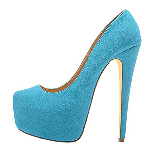 Women's Fashion Round Toe Stiletto Slip-on super high Heel Water Platform Comfortable Evening Party Pumps with Women Big Size Zkd210s von JIEEME