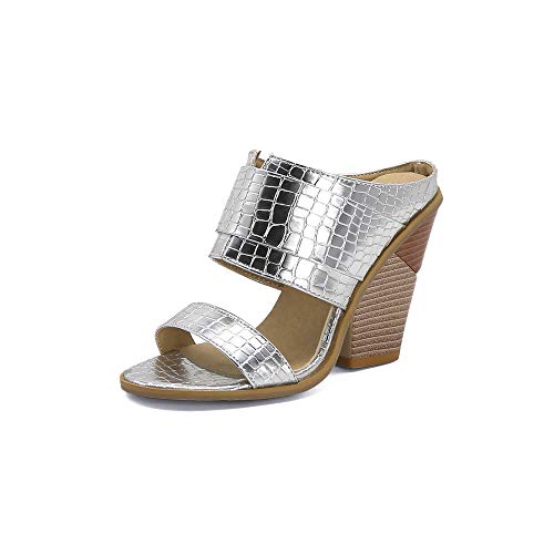 Women's Fashion peep Toe Block Heel Slip-on high Heel with 10 cm Sandals Easy Walking Comfortable Casual Pumps for Women sh-3s von JIEEME