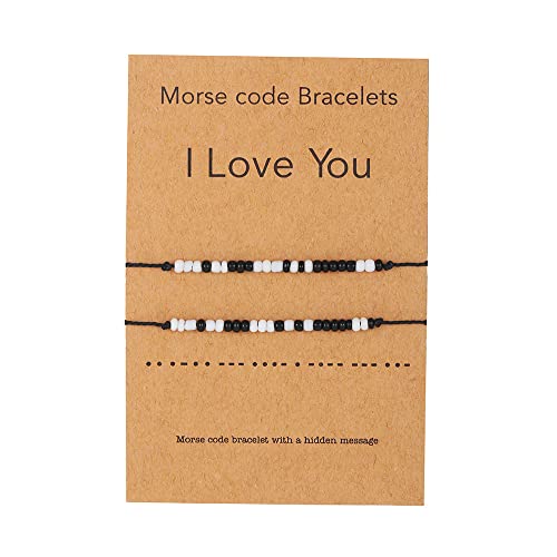 JIELIANWL 2PCS Ich liebe dich Morsecode Armband Paare Passende, verstellbare Armbänder Freund Freundin Paar Schmuck Schmuck für Ihn/Sie/Mädchen/Frauen JIELIANWL 2PCS Ich liebe dich Morsecode Armband Paare Passende, verstellbare Armbänder Freund Freundin Paar Schmuck Schmuck für Ihn/Sie/Mädchen/Frauen von JIELIANWL