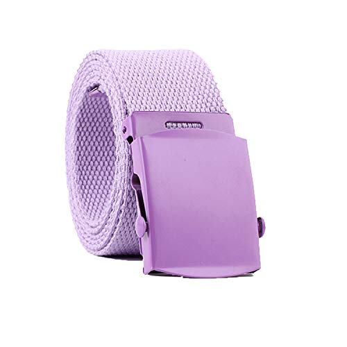 JIER Damen Gürtel Nylon Canvas Belt Unisex Stufenlos Verstellbarer Stoffgürtel Automatische Mode Elastischer Geflochtener Stretchgürtel (Lila) von JIER-Gürtel