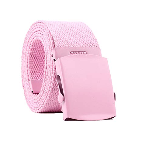 JIER Damen Gürtel Nylon Canvas Belt Unisex Stufenlos Verstellbarer Stoffgürtel Automatische Mode Elastischer Geflochtener Stretchgürtel (Rosa) von JIER-Gürtel