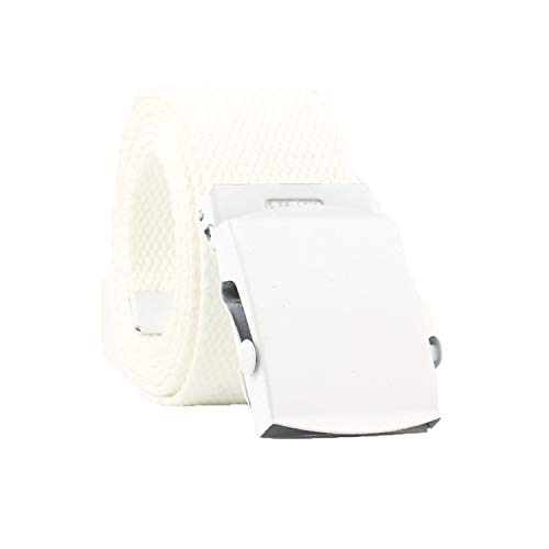 JIER Damen Gürtel Nylon Canvas Belt Unisex Stufenlos Verstellbarer Stoffgürtel Automatische Mode Elastischer Geflochtener Stretchgürtel (Weiß) von JIER-Gürtel