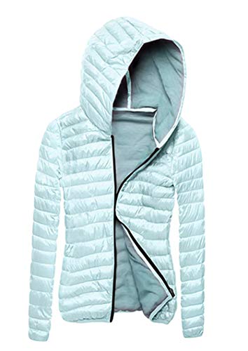 JIER Damen Kurz Kapuzen Jacke Steppjacke Leichte Daunenjacke Leichter Winter Daunen Winterjacke Warm Bequem Ultraleichte Dünne Übergangsjacke (Blau, XXX-Large) von JIER