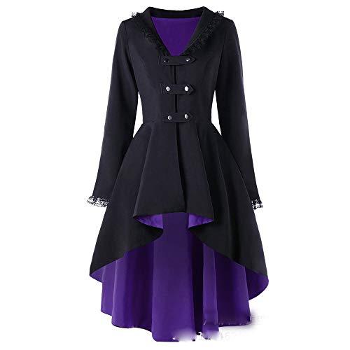 JIER Gothic Smoking Damen Steampunk Gothic Long Mantel Retro Jacke Barock Punk Vintage Viktorianischen Langer Kostüm Cosplay Kostüm Smoking Uniform (Lila,XXX-Large) von JIER