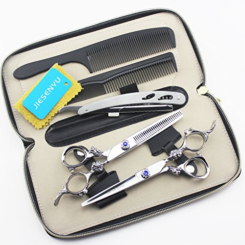 JIESENYU Friseurscheren Haarschere Haarschneideschere Schere Haare Schneiden Set 6 zoll Edelstahl mit Lederetui profi Haarschnitt für Damen und Herren JIESENYU Friseurscheren Haarschere Haarschneideschere Schere Haare Schneiden Set 6 zoll Edelstahl mit Lederetui profi Haarschnitt für Damen und Herren von JIESENYU