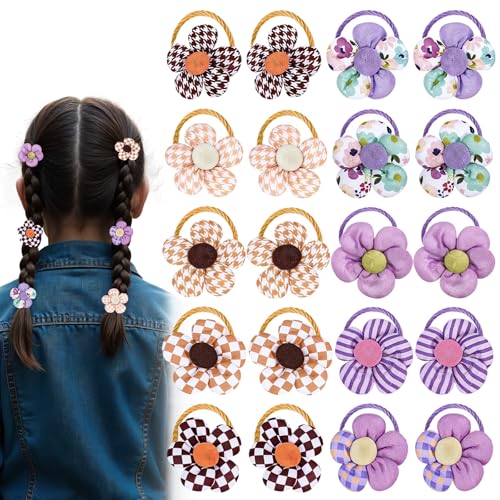 JIEYAO 20 Stück Blumen Haargummis für Mädchen, Süßes Elastisches Haargummi Bunt Pferdeschwanzhalter Haargummi Kinder Weich Haarschmuck für Baby Mädchen Frauen Kleinkinder von JIEYAO