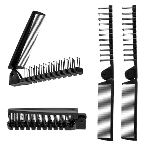 JIEYAO 4 Stück Faltbarer Kamm, Kleine Klappkamm Mini Haarbürste Bartkamm Taschenkamm Doppelköpfig Klappbar Klappbürste Reise Massagekopfbürste Feiner und Breiter Zahnkamm für Frauen Männer Kinder von JIEYAO