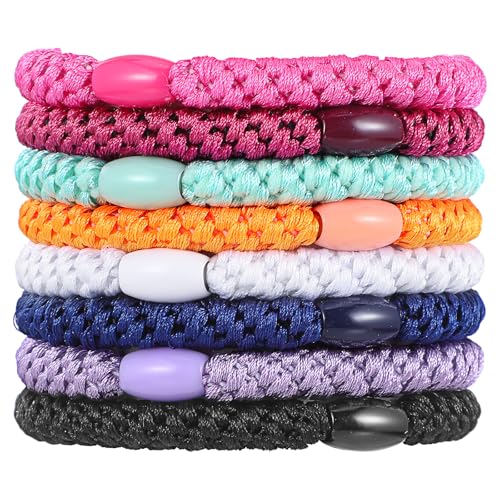 JIEYAO 8 Stück Elasitc Haargummis,Bunt Haargummis für Mädchen und Damen 8 Farben Pferdeschwanz-Halter Elastische Haarbänder Scrunchies Pferdeschwanzhalter für dickes Haar und lockiges Haar von JIEYAO