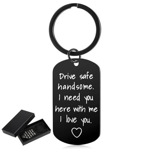 JIEYAO Drive Safe Schlüsselanhänger, Edelstahl Key Chain I Need You Here With Me I Iove You Schlüsselanhänger Freund Ehemann Fahrer Personalisiert Geschenke für Ihn Valentinstag Vatertag Geburtstag von JIEYAO