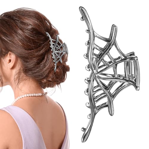 JIEYAO Mode Spinnennetz Haarklammern aus Metall, Halloween Haarspangen Haarklammer aus Gothic-Legierung Lustige Punk Haar-Accessoires Rutschfeste Claw Clip für Damen Cosplay Party (Spinnennetz) von JIEYAO