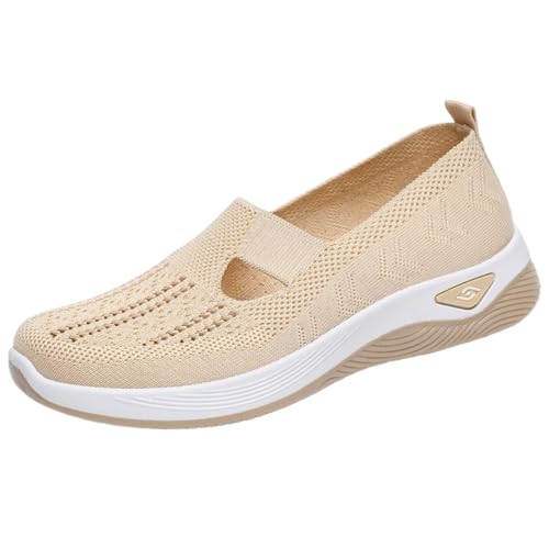 Damen Sommer 2025 Atmungsaktive Freizeitschuhe Weiche Sohle Bequeme Slip-On Flats Leichte Wanderschuhe für Frauen Vintage, beige, 39.5 EU Damen Sommer 2025 Atmungsaktive Freizeitschuhe Weiche Sohle Bequeme Slip-On Flats Leichte Wanderschuhe für Frauen Vintage, beige, 39.5 EU von JIFAENY