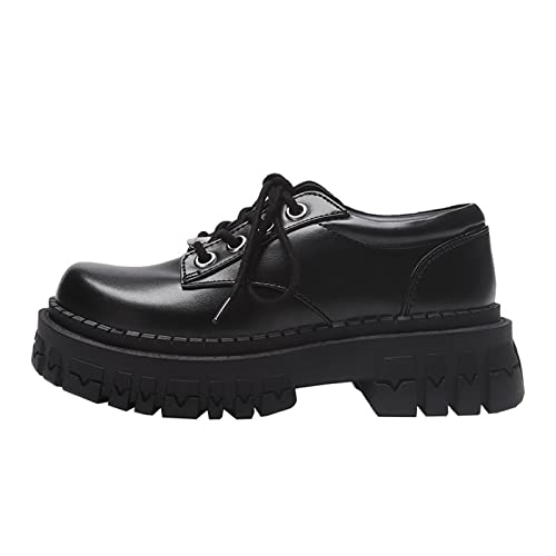 JIFAENY Lace-Up Platform Oxford Loafers Casual Boat Shoes Lolita Japanese Black Vintage Shoes for School-black shoes,EU 40 von JIFAENY