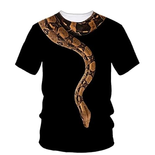 JIFENLI Herren 3D Druck T-Shirt 3D-Druck Beängstigende Schlange T-Shirt Männer Python Tier Grafik T-Shirts Sommer Straße Frauen O-Ausschnitt Tops Lose Harajuku T-Shirts von JIFENLI