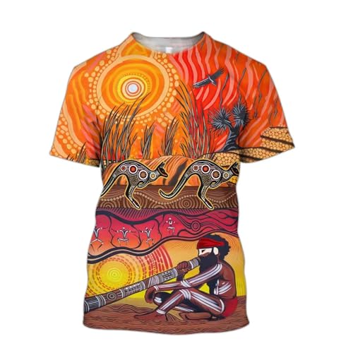 JIFENLI Herren 3D Druck T-Shirt Unisex Sommer Mode Casual Australien Aborigines Nation Stil Grafik T-Shirts Männer Harajuku Gedruckt Kurzarm T-Shirts Tops von JIFENLI