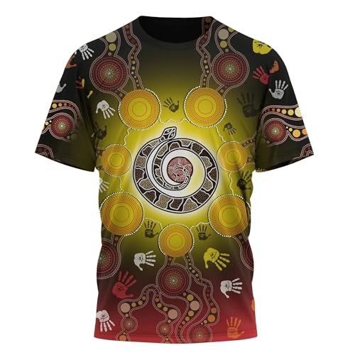 JIFENLI Herren 3D Druck T-Shirt Unisex Sommer Mode Casual Australien Aborigines Nation Stil Grafik T-Shirts Männer Harajuku Gedruckt Kurzarm T-Shirts Tops von JIFENLI