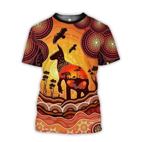 JIFENLI Herren 3D Druck T-Shirt Unisex Sommer Mode Casual Australien Aborigines Nation Stil Grafik T-Shirts Männer Harajuku Gedruckt Kurzarm T-Shirts Tops von JIFENLI