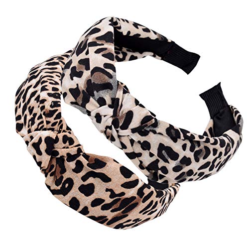 2 Stück Damen Leopard Knoten Haarreifen Stirnbänder Haarbänder Kopfband Haarband Stirnband Haarschmuck von JIHUOO