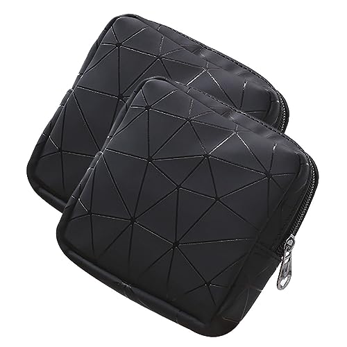 JIHUOO 2 Stück Damenbinden Aufbewahrungsbeutel Menstruationsperiode Beutel Reißverschluss Tampons Halter Geldbörse Reise Kulturbeutel Multifunktions Make-up Tasche Schwarz von JIHUOO