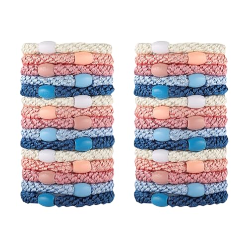 Elastische Haarbänder, Pferdeschwanz-Halter, bunt, dick, weich, geflochten, Pferdeschwanz-Halter, dehnbar, dünn, elastisch, Pferdeschwanz, Haargummis für Damen und Mädchen, Rosa, Blau, 30 Stück Elastische Haarbänder, Pferdeschwanz-Halter, bunt, dick, weich, geflochten, Pferdeschwanz-Halter, dehnbar, dünn, elastisch, Pferdeschwanz, Haargummis für Damen und Mädchen, Rosa, Blau, 30 Stück von JIHUOO