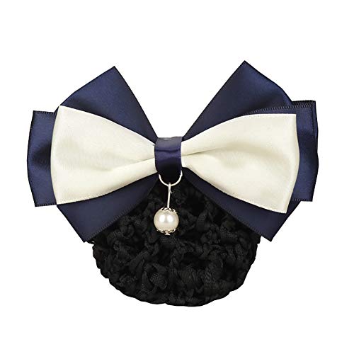 Frauen Schleifen Haarnetz Haarspange Bun Abdeckung Haarclip mit Haarnetz Blau von JIHUOO