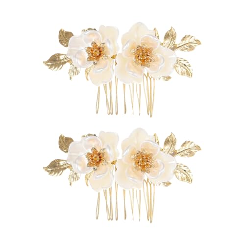 Haarkamm für Braut, Blume, Seitenkamm, Hochzeits-Brautschleier, Haarkamm, Blumen-Blätter-Haarteil, Haarnadeln, Vintage-Stil, dekorativer Haarkamm, Haarkamm für Frauen und Mädchen, 2 Stück Haarkamm für Braut, Blume, Seitenkamm, Hochzeits-Brautschleier, Haarkamm, Blumen-Blätter-Haarteil, Haarnadeln, Vintage-Stil, dekorativer Haarkamm, Haarkamm für Frauen und Mädchen, 2 Stück von JIHUOO