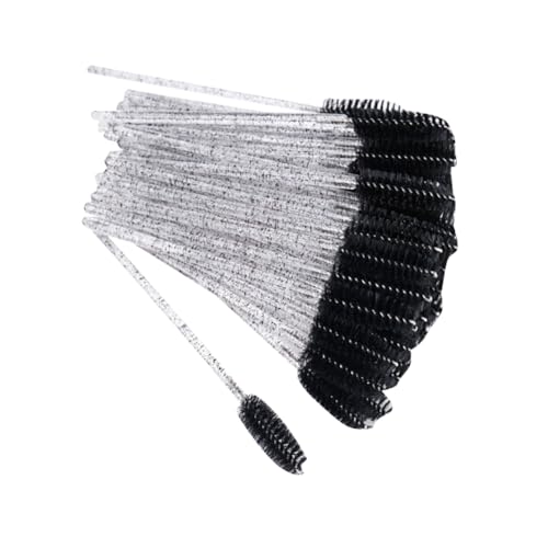 JIHUOO 100 Pcs Glitter Wimpern Pinsel Kristall Mascara Stäbe Augenwimpern Pinsel Zauberstäbe Augenbrauen Pinsel Applikatoren Augen Make-up Pinsel Schwarz von JIHUOO
