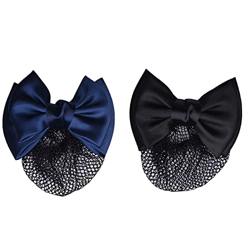 JIHUOO 2 Stück Schleifen Haarnetz Dutt Haarklammer Haarspange Bun Abdeckung Haarschleife Haarclip Haarschmuck für Damen Frauen von JIHUOO