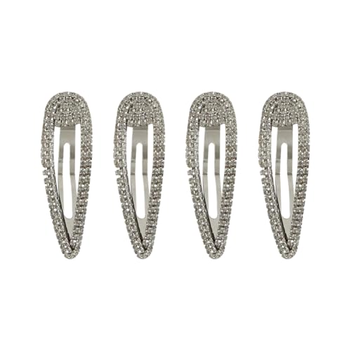 JIHUOO Haarspangen mit Strasssteinen, kleine Strasssteine, Glitzer-Haarspangen, Kristall-Haarspangen, ausgefallene Haarnadeln, Hochzeit, Party, Haarspangen für Frauen und Mädchen, Silber, 4 Stück von JIHUOO