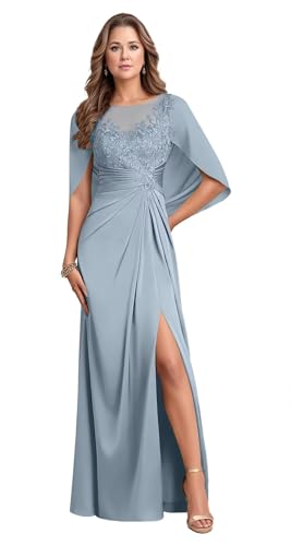 Abendkleider Elegant Für Hochzeit,Damen Brautmutterkleider Lang Hochzeit Chiffon Spitze A-Linie Formelles Abendkleid Mutter Der Braut Kleid Mit Schlitz Staubig Blau 50 Abendkleider Elegant Für Hochzeit,Damen Brautmutterkleider Lang Hochzeit Chiffon Spitze A-Linie Formelles Abendkleid Mutter Der Braut Kleid Mit Schlitz Staubig Blau 50 von JIIL