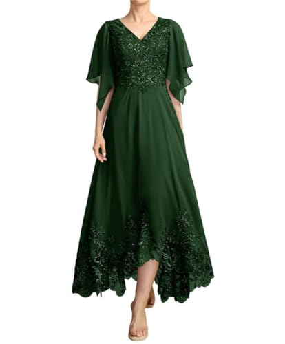 JIIL Brautmutterkleid Chiffon Lang A-Linie - Hochzeit Partykleid für Frauen Große Größen Festkleid Smaragd 42 von JIIL