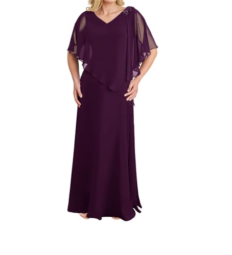 JIIL Brautmutterkleid für Hochzeit Lang Chiffon Elegant Hochzeitsgast Kleid mit Ärmel Abendkleider Traube 44 JIIL Brautmutterkleid für Hochzeit Lang Chiffon Elegant Hochzeitsgast Kleid mit Ärmel Abendkleider Traube 44 von JIIL