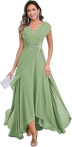 JIIL Brautmutterkleider Für Hochzeit,Damen Chiffon Brautmutterkleider Lang V-Ausschnitt Ärmelloses Glitzer Abendkleider A-Linie Festliche Kleider Salbei Grün C 48 JIIL Brautmutterkleider Für Hochzeit,Damen Chiffon Brautmutterkleider Lang V-Ausschnitt Ärmelloses Glitzer Abendkleider A-Linie Festliche Kleider Salbei Grün C 48 von JIIL