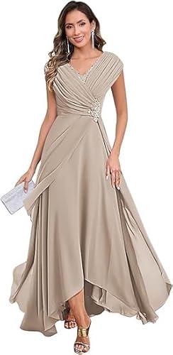 JIIL Brautmutterkleider Für Hochzeit,Damen Chiffon Brautmutterkleider Lang V-Ausschnitt Ärmelloses Glitzer Abendkleider A-Linie Festliche Kleider Taupe 44 JIIL Brautmutterkleider Für Hochzeit,Damen Chiffon Brautmutterkleider Lang V-Ausschnitt Ärmelloses Glitzer Abendkleider A-Linie Festliche Kleider Taupe 44 von JIIL