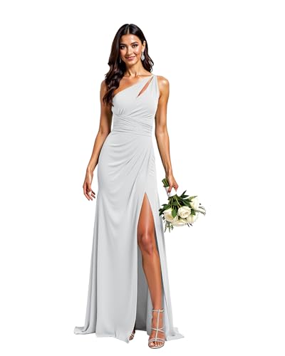JIIL Chiffonkleid Damen Lang Damen Lang A-Linie Abendkleid Chiffon Eins Schulter Elegant Brautjungfernkleider Weiß 38 JIIL Chiffonkleid Damen Lang Damen Lang A-Linie Abendkleid Chiffon Eins Schulter Elegant Brautjungfernkleider Weiß 38 von JIIL