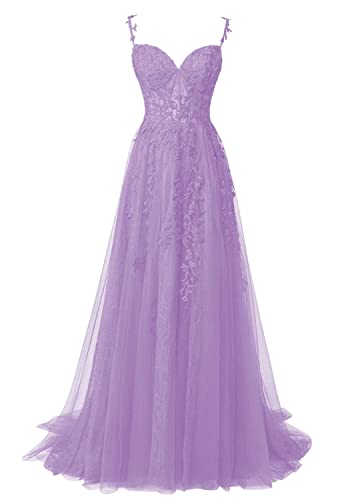 JIIL Damen Elegant Abendkleid Ballkleid - A-Linie Spaghettiträger Partykleid mit Schlitz Dunkel lila 40 von JIIL
