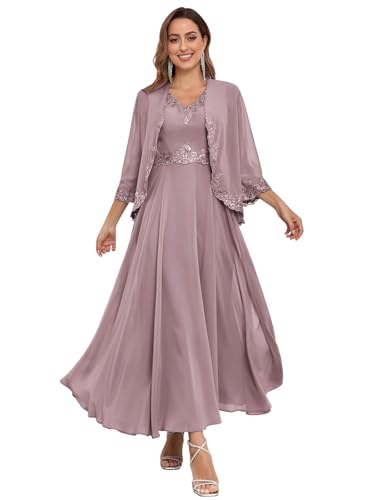 JIIL Kleider Festlich Damen,Damen Lang Brautmutterkleider Jacke Zweiteilig Hochzeit Elegant Abendkleider Spitzen Chiffon Pailletten Kleid Sekt 48 JIIL Kleider Festlich Damen,Damen Lang Brautmutterkleider Jacke Zweiteilig Hochzeit Elegant Abendkleider Spitzen Chiffon Pailletten Kleid Sekt 48 von JIIL