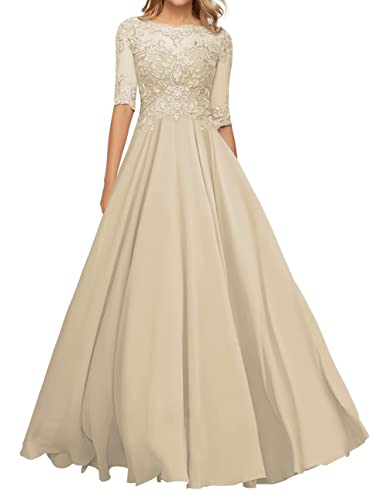 JIIL Mutter der Braut Kleid - Lang Chiffon Formell Abendkleid mit Ärmel Übergröße Champagner 38 JIIL Mutter der Braut Kleid - Lang Chiffon Formell Abendkleid mit Ärmel Übergröße Champagner 38 von JIIL