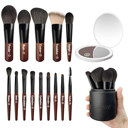 Jilier Reise-Make-up-Pinsel-Set, 14 Stück Mini-Make-up-Pinsel für Foundation, Puder, Lidschatten, Highlight, Konturen, Rouge & Concealer, kleines Make-up-Pinsel-Set mit Etui Jilier Reise-Make-up-Pinsel-Set, 14 Stück Mini-Make-up-Pinsel für Foundation, Puder, Lidschatten, Highlight, Konturen, Rouge & Concealer, kleines Make-up-Pinsel-Set mit Etui von JILIER