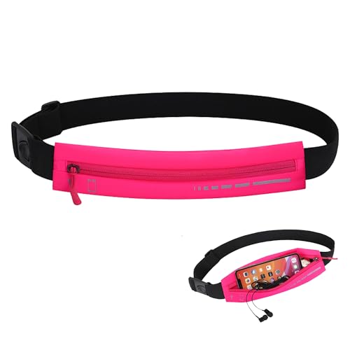 Schlanke, wasserdichte Bauchtasche für Damen und Herren, federfrei, verstellbarer Laufgürtel, leichte Handyhalterung, Hüfttasche für Joggen, Workout, Reisen, Geldgürtel, Rosenrot Schlanke, wasserdichte Bauchtasche für Damen und Herren, federfrei, verstellbarer Laufgürtel, leichte Handyhalterung, Hüfttasche für Joggen, Workout, Reisen, Geldgürtel, Rosenrot von JILLSKY