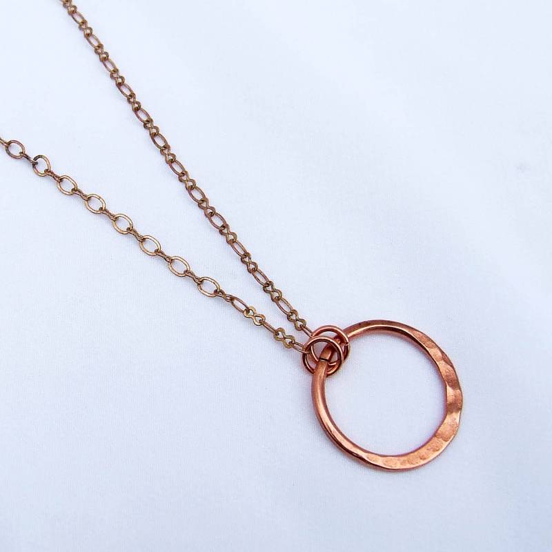 Kupfer Halskette, Kreis Kette, Eternity Gehämmert Link von JILLreDESIGNS