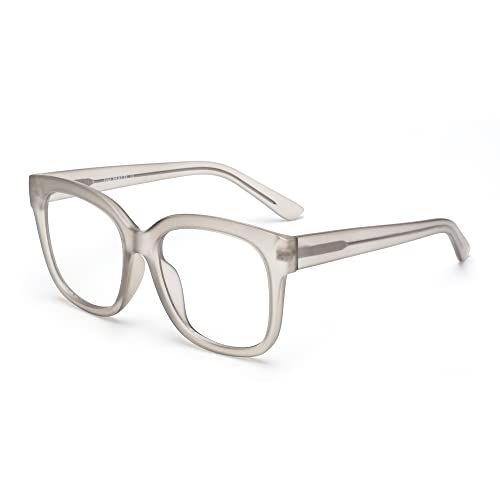 JIM HALO Blaulichtblockerbrille für Damen Übergroße Quadratische Computerbrille Metall-CP-Bügel Grau von JIM HALO